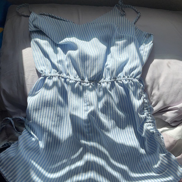 White and Blue Stripes Romper - Picture 4 of 7